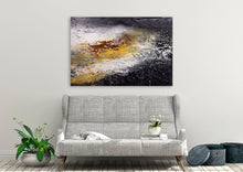 Load image into Gallery viewer, Black And White Palette Knife Painting Yellow Modern Wall Decor Fp070
