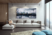 Load image into Gallery viewer, Deep Green Gray Gold Abstract Canvas Painting Fp054
