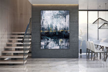 Load image into Gallery viewer, Deep Green Gray Gold Abstract Canvas Painting Fp054
