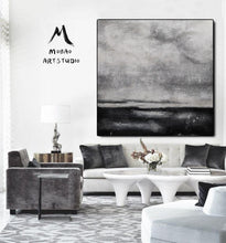 Load image into Gallery viewer, Black White Oil Painting, Grey Abstract Canvas Art Sofa Size Artwork Bl016
