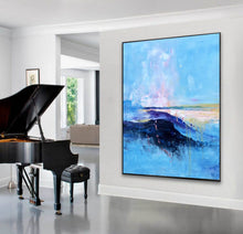 Load image into Gallery viewer, Blue Abstract Painting Extra Large Wall Art Contemporary Wall Art Np081
