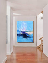 Load image into Gallery viewer, Blue Abstract Painting Extra Large Wall Art Contemporary Wall Art Np081
