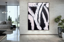 Load image into Gallery viewer, Black and White Art Wide Large Abstract Painting,Living Room Wall Art Bp119
