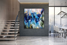 Load image into Gallery viewer, Blue Abstract Art Canvas Large Abstract Painting on Canvas Bp112
