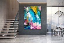 Load image into Gallery viewer, Blue Purple Yellow Abstract Painting Dine Room Wall Art Bp114
