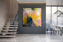 Load image into Gallery viewer, Extra Large Modern Wall Art Yellow Pink Blue Dine Room Wall Art
