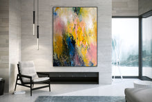 Load image into Gallery viewer, Extra Large Modern Wall Art Yellow Pink Blue Dine Room Wall Art
