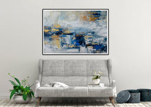 Load image into Gallery viewer, Blue Gold Modern Wall Art,Large Artwork,Abstract Art Canvas BL002
