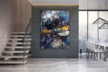 Load image into Gallery viewer, Black Blue Gold Abstract Wall Painting Living Room Wall Art Modern Decor Bp116

