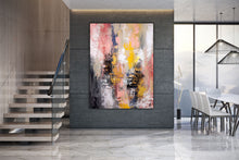 Load image into Gallery viewer, Pink Yellow White Abstract Painting Living Room Wall Art Dp027
