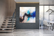 Load image into Gallery viewer, Black Blue White Abstract Painting Large Artwork Bp122
