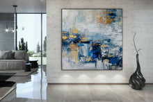 Load image into Gallery viewer, Blue Gold Modern Wall Art,Large Artwork,Abstract Art Canvas BL002
