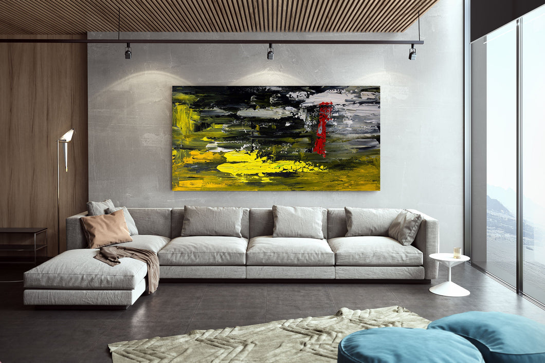 Black Yellow Red Large Wall Art Dining Room Office Art Work Bp123