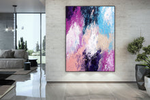 Load image into Gallery viewer, Purple Blue Pink Oversized Wall Art Acrylic Painting On Canvas
