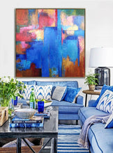 Load image into Gallery viewer, Colorful Wall Art Blue Painting Red Painting Contemporary Art Original Painting Ap063
