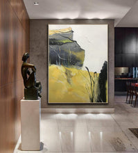 Load image into Gallery viewer, Gray Yellow Abstract Painting Original Large Canvas Art Np052
