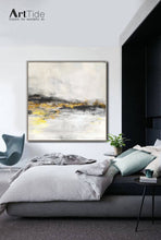 Load image into Gallery viewer, Black White Abstract Painting Yellow Gold Painting Handmade Wall Decor Ap042
