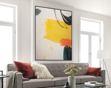 Load image into Gallery viewer, Black And White Oversized Wall Art Yellow Abstract Painting Cp035
