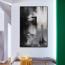 Load image into Gallery viewer, Oversized Black and White Art Minimal Painting, Black &amp; White Abstract Painting Bp049
