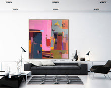 Load image into Gallery viewer, Pink Brown Red Abstract Painting Enormous Canvas Art Qp060
