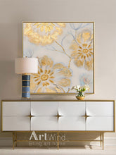 Load image into Gallery viewer, Gold Flowers Art Beige Painting Gold Leaf Painting Modern Wall Art Dp045
