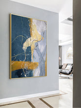 Load image into Gallery viewer, Grey And Blue Painting Large Abstract Art on Canvas Bp088
