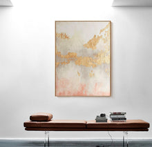 Load image into Gallery viewer, Pink and Gold Abstract Art Big Painting for Living Room Op076
