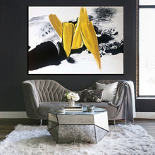 Load image into Gallery viewer, Black And White Gold Oversized Abstract Painting Original Art Cp031
