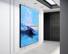 Load image into Gallery viewer, Blue Abstract Painting Extra Large Wall Art Contemporary Wall Art Np081
