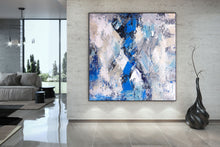 Load image into Gallery viewer, Modern Wall Decor White Blue Grey Contemporary Abstract Painting Dp104
