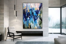 Load image into Gallery viewer, Blue Abstract Art Canvas Large Abstract Painting on Canvas Bp112
