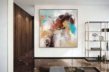 Load image into Gallery viewer, Brown Yellow Blue Abstract Painting Dine Room Wall Art dp034
