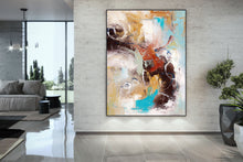 Load image into Gallery viewer, Brown Yellow Blue Abstract Painting Dine Room Wall Art dp034
