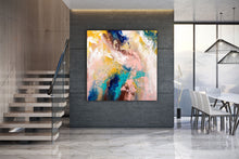 Load image into Gallery viewer, Pink Blue Yellow Abstract Painting Large Artwork Abstract Canvas Art Dp018

