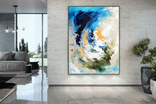 Load image into Gallery viewer, Blue White Gold Texture Wall Art Large Wall Art Modern Wall Painting Dp27
