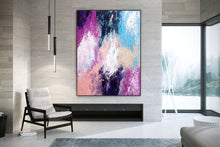 Load image into Gallery viewer, Purple Blue Pink Oversized Wall Art Acrylic Painting On Canvas
