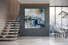 Load image into Gallery viewer, Blue Gold Modern Wall Art,Large Artwork,Abstract Art Canvas BL002
