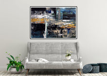 Load image into Gallery viewer, Black Blue Gold Abstract Painting Modern Decor Large Artwork Dp080
