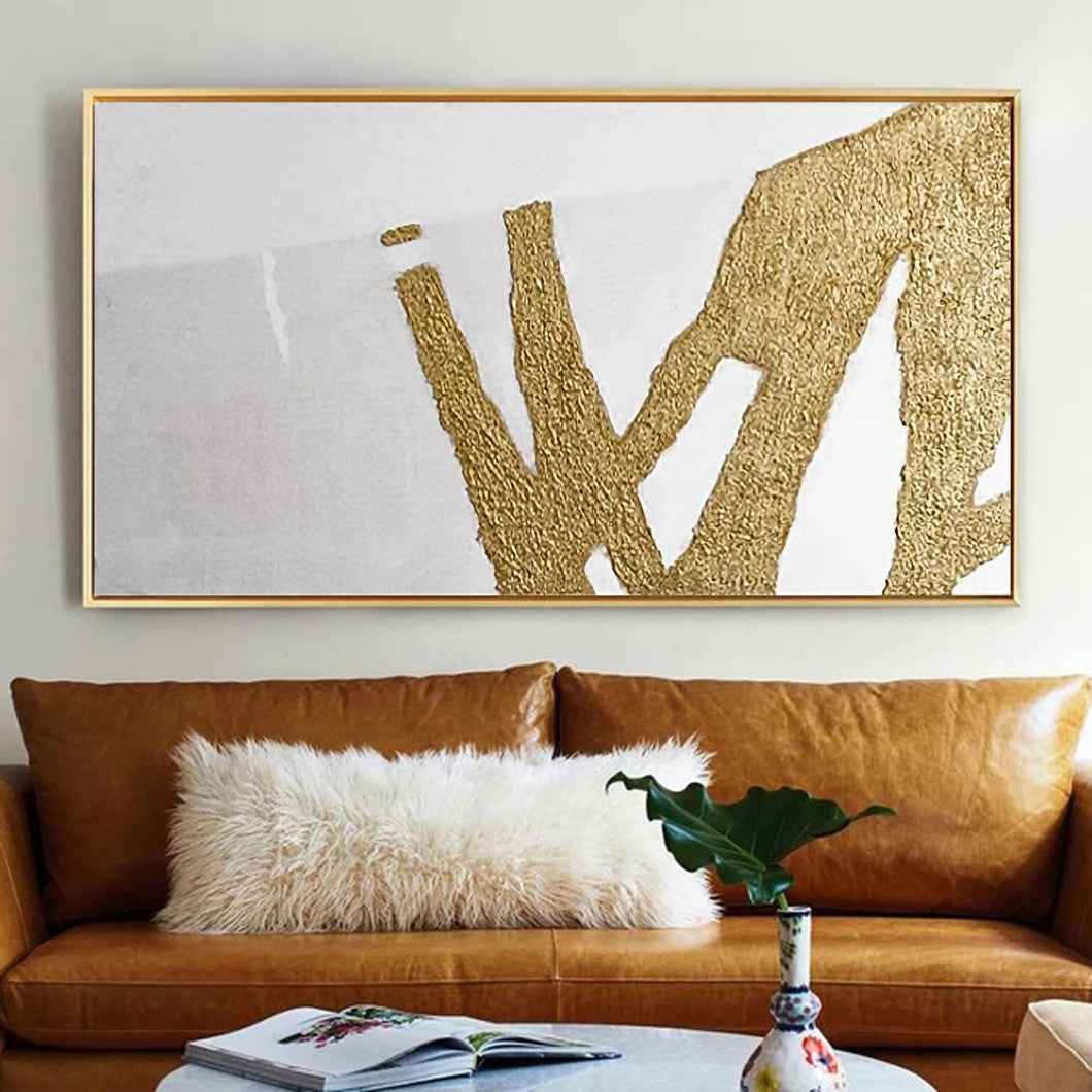 Gold Leaf Painting White Abstract Painting Original Modern Wall Art Dp063