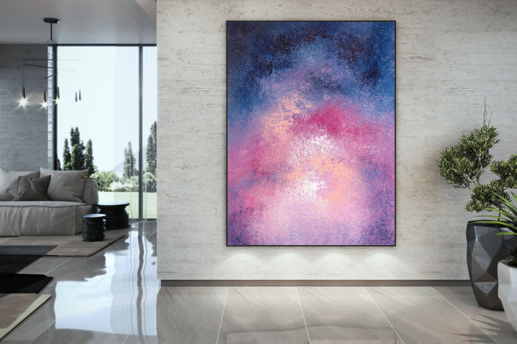 Purple and Navy Blue Abstract Painting Xl Canvas Wall Art Dp026