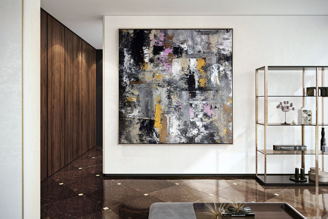 Black Grey Gold Contemporary Art Extra Large Abstract Painting Bp115
