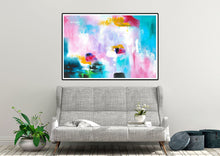 Load image into Gallery viewer, Teal Pink Blue Abstract Painting on Canvas Textured Art Kp063
