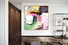Load image into Gallery viewer, Green Pink Brown Abstract Painting on Canvas Original Paintings Kp059
