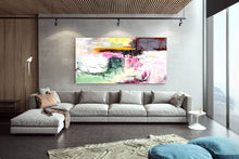 Load image into Gallery viewer, Green Pink Brown Abstract Painting on Canvas Original Paintings Kp059
