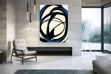 Load image into Gallery viewer, Deep Blue White Minimal Abstract Painting Contemporary Painting Kp057

