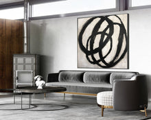 Load image into Gallery viewer, Circle Black and White Abstract Painting on Canvas Living Room Art Kp037
