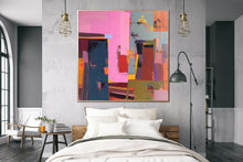 Load image into Gallery viewer, Pink Brown Red Abstract Painting Enormous Canvas Art Qp060
