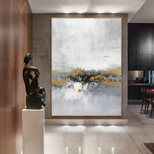 Load image into Gallery viewer, Grey Gold Abstract Painting Living Room Wall Art Office Painting Yp015
