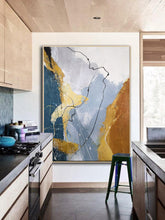 Load image into Gallery viewer, Glod And Gray Painting Xl Canvas Wall Art Original Abstract Painting
