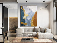 Load image into Gallery viewer, Glod And Gray Painting Xl Canvas Wall Art Original Abstract Painting
